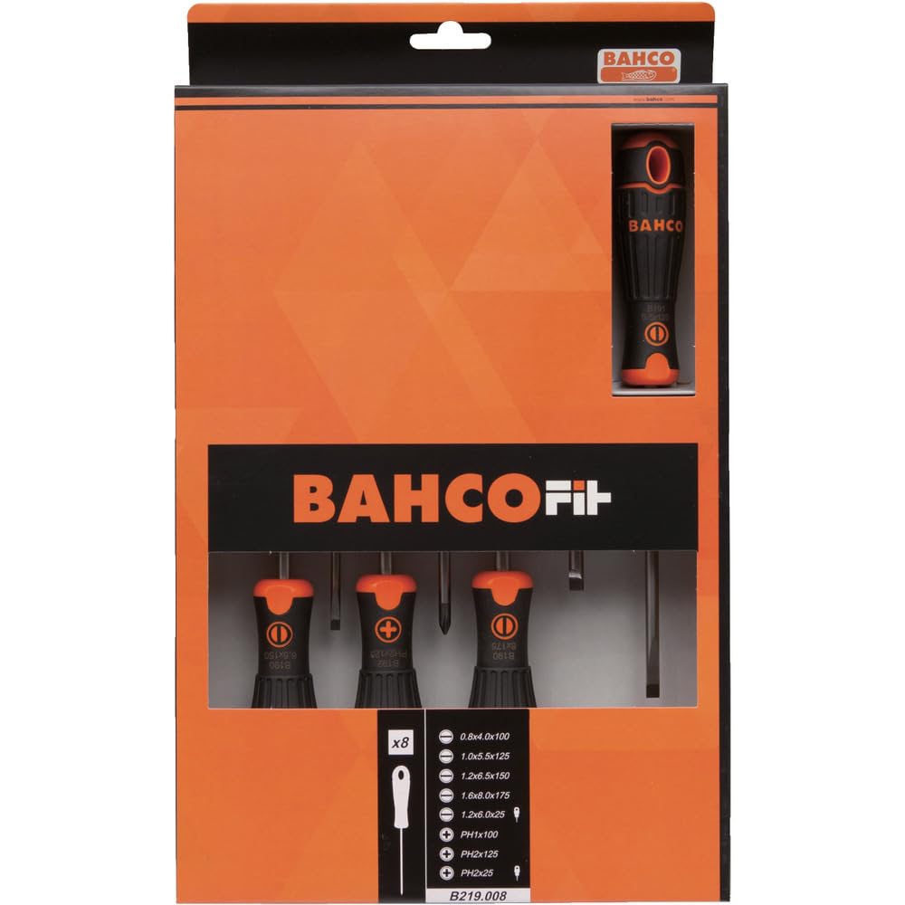 Bahco B219.008 Fit Slotted/Ph Screwdriver Set, Multi-Colour