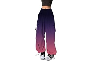 HBDHEJL Parachute Pants for Women Drawstring Baggy Cargo Pants Y2k Trouser Low Rised Multiple Pockets Jogger Y2k