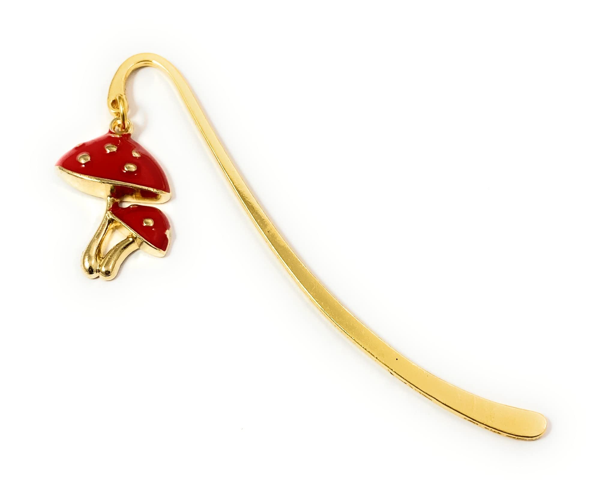 FizzyButton Gifts Mushroom Toadstool Gold Tone Mini Bookmark with Enamel Detail in Gift Bag