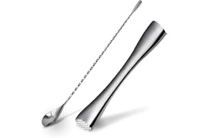 GuDoQi Muddler for Cocktails, Stainless Steel Cocktail Muddler and Mixing Spoon Drink Muddler, Bar Tools for Cocktail, Mojito