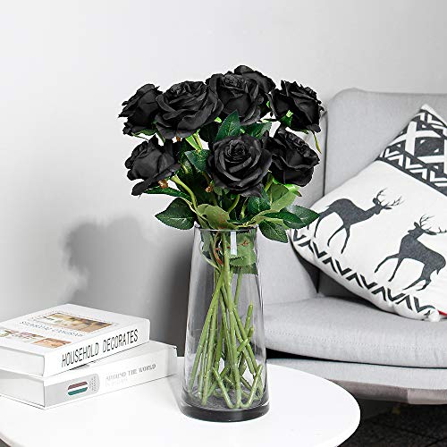 Luyue Artificial Silk Black Rose Flower Bouquet Wedding Party Home
