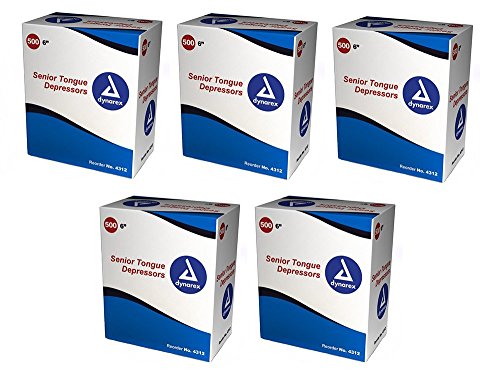 Dynarex Tongue onnmK Depressor, Senior, 6 Inches, Non-Sterile 500 Count (5 Pack)