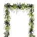 DearHouse 4Pcs 6.6Ft/Piece Artificial Flowers Silk Wisteria Garland Artificial Wisteria Vine Rattan Silk Hanging Flower for Home Garden Outdoor Ceremony Wedding Arch Floral Decor (White)
