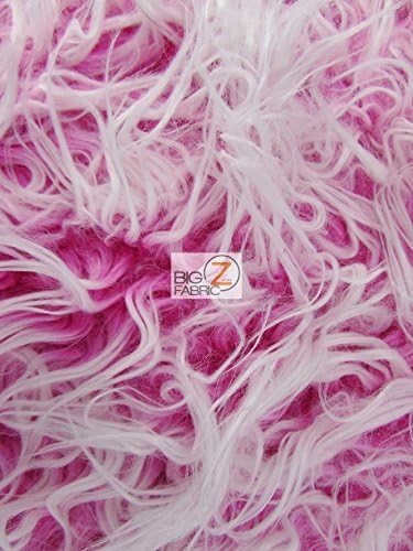 Faux Fake Fur Frosted Mongolian Long Pile Fabric - Bubble Gum Pink - 60" Width Sold by The Yard Shaggy