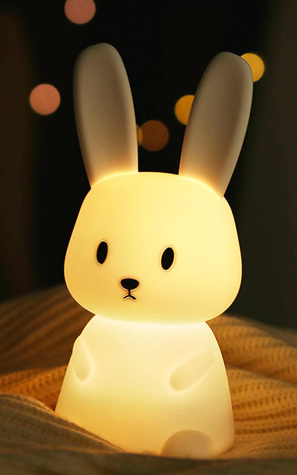 ZKLiLi Cute Bunny Kids Night Light, Night Lights for Kids Room Birthday Gifts Kawaii Teen Night Lamp Rechargeable Toddler Baby Nursery Nightlight Portable Silicone Animal Lamp