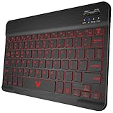 Airfox K10 Ultra Compact Slim Profile LED Backlit Wireless Bluetooth Keyboard for iOS, Android, Windows and Mac with Rechargeable Lithium Battery,9.7