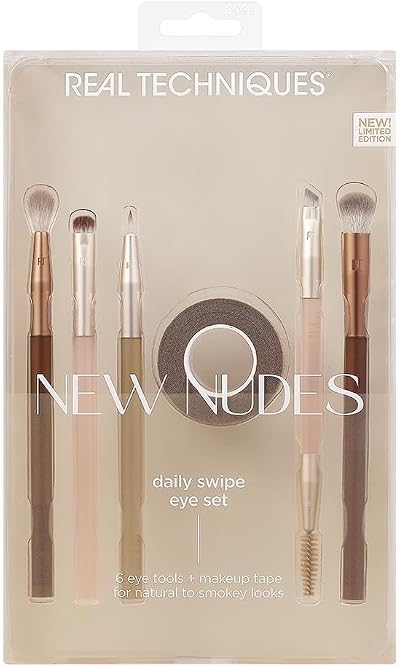 Real Techniques New Nudes Daily Swipe Eye Set 7 Piece Cruelty-Free Brushes