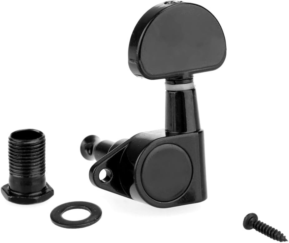 Musiclily 3x3 Epi Style Sealed Guitar Tuners Tuning Pegs Keys Machine Heads, Half Moon Button Black - Image 3