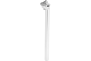 INFINAUTO Bike Seat Post 25.4x350mm Bike Saddle Post Seat Tube Aluminum Alloy Silver Tone Adjustable Angle