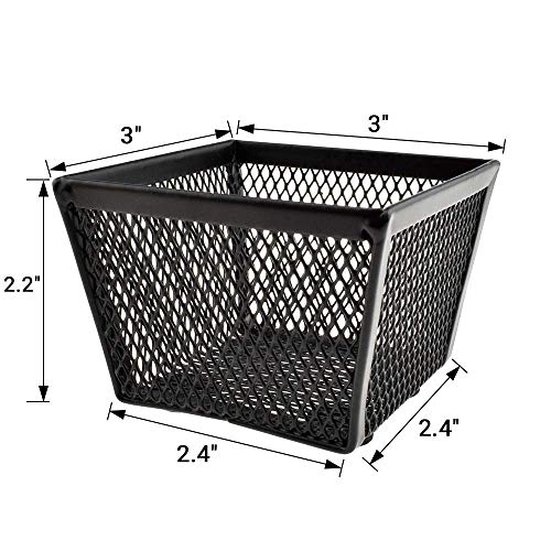 HAHIYO Stackable Paper Clip Mesh Holder cup 2.2" Height 2 Pack Black Sturdy PaperClip Holder