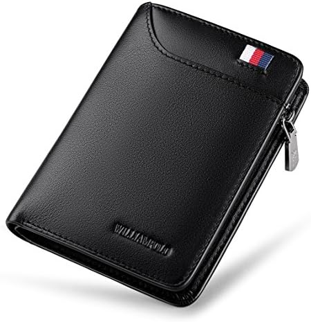 WILLIAMPOLO Men Wallets Genuine Leather Slim Wallet Mens Short