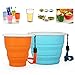 Set of 2 Large Size 100% Food-grade Silicone Collapsible Cups, Colorful Retractable Water Cups, Compact Cups with Wrist Strap, Concealed Compartment, Cups for Travel Home Work