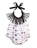 Baby Girls Halter Backless Full Arrows Print Tassels Bodysuit
