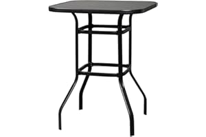 Guangshuohui High Bar Table Patio Bar Table,Patio Bar Table Outdoor Metal Bar Height Bistro Table Square Side Table for All Weather (Black)