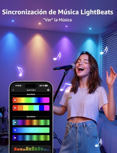 Lepro BG1 AI Foco Inteligente LED GU10, Regulable RGB+CW (Cambio de Color y Blanco), Compatible con Alexa y Google Assistant, Control por Voz y Sincronización de Música, Gestionado por App