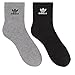 adidas Originals Trefoil Quarter Socks (6-Pair), Heather Grey/Black/White, Large