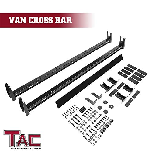 TAC Universal 2 Bars Roof Ladder Rack 600 LBS Capacity Utility Adjustable Cross Bar with Stopper for Van Without Rain Gutter Fit for Kayak Canoe Ladder Lumber Pipes Cargo Carrier Accessories