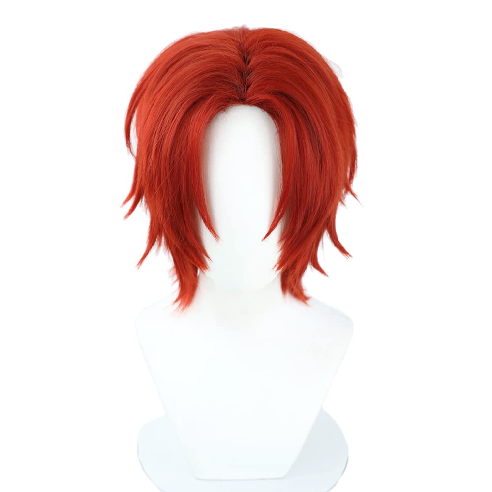 Photo 1 of Shqncoh Anime Red-Haired Wig Red Middle-parted Short Curly Cosplay Props Party Hair Halloween Accessory