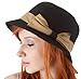 Womens 100% Paper Straw Ribbon Bow Accent Cloche Bucket Bell Summer Hat