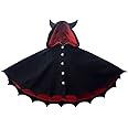 DUNHAO COS Lolita New Devil Ears Bat Cloak Shawl Woolen Coat Cosplay Female Autumn Winter Coat Black