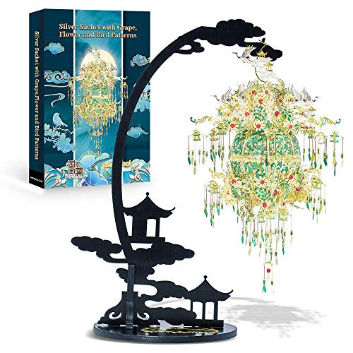 Piececool 3D Metal Puzzles for Adults, Silver Sachet with Grape DIY 3D Model Building Kits for Teens Boys, Great Halloween, 592 Pcs