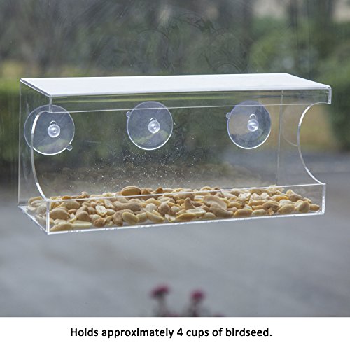 CEDAR HOME Window Bird Feeder Squirrel Proof Outdoor Garden Patio Decorative Water Proof Bungalow Acrylic Pet BirdFeeder