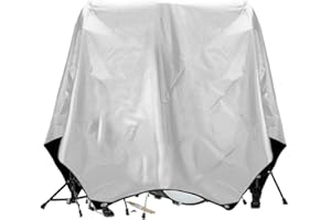 QEES Drum Set Dust Cover, PVC Coating Drum Cover, Drum Accessories, Electric Drum Kit Cover with Sewn-in Weighted Corners, For Waterproof, Anti UV-rays Protects From Sun (78"x 98", black) (Silver)