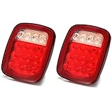 AMBOTHER LED Trailer Tail light Jeep Brake Turn Signal Reverse Running Back Up Stop Lights For Truck Pickup VAN RV SUV Bus Cargo Towing Vehicle Universal DC12V, Red/White,1 Year warranty