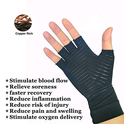 Compression Gloves for Arthritis Medical Copper Arthritis Gloves. Copper Infused Fit Gloves for Women/Men. Relieving Pain in The Treatment of Rheumatoid Arthritis, RSI Osteoarthritis, Tendinitis (S)