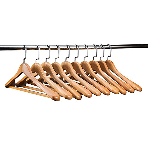 Etech Jacket Hangers Coat Hangers 6-Pack for Coats and Pants Wooden Clothes Hanger Solid Wood Suit Hangers with Non Slip Bar Walnut Finish Wooden Coat Hangers Clothes-rack (Natural Wood, 6)