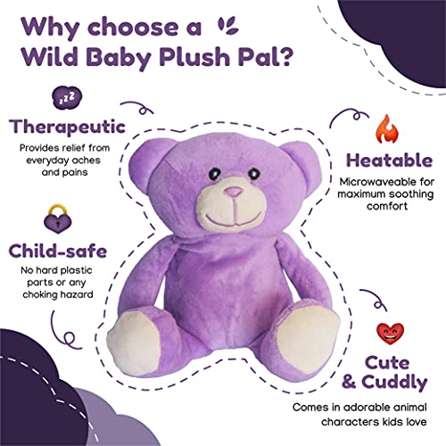 WILD BABY Purple Bear Microwaveable Stuffed Animal Heatable Plush Pal