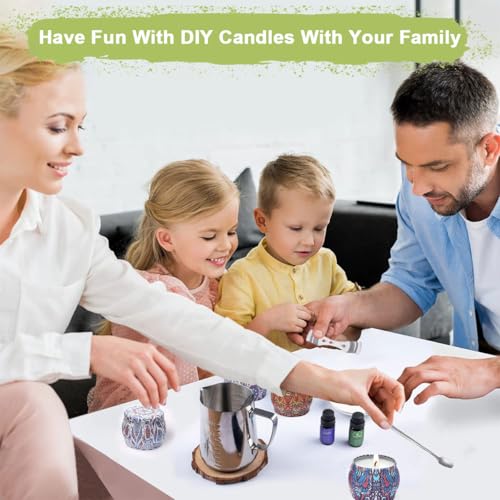 Candle Making Kit DIY Candles Craft Tools for Adult Beginner, Scented Candle Maker Gift Set Full Wax Cup Candle Making Supply with Wicks Beeswax Wick Holder Sticker Pot Essential Oils Candle Jars