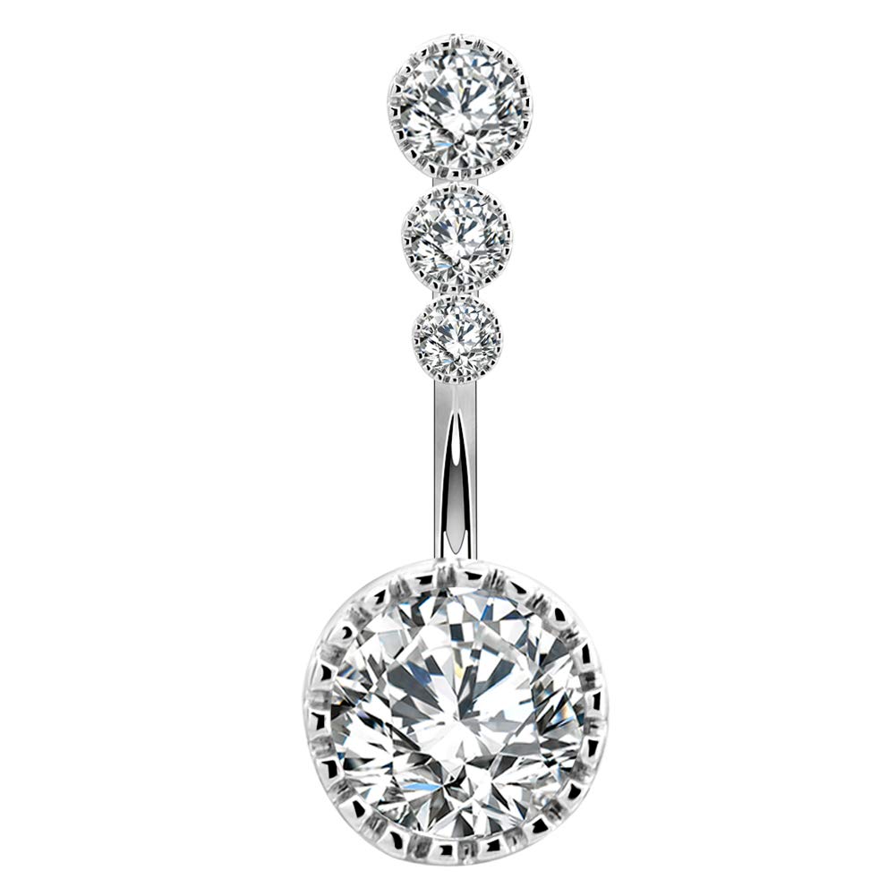 OUFER 14G Belly Bars 8/12/14mm Clear CZ Belly Rings Navel Rings 316L Surgical Steel Belly Piercing Jewellery Women Gift