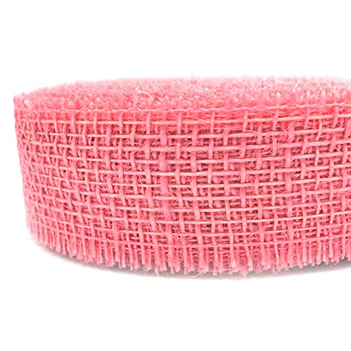 finemark 25 m x 40 mm Decorative Ribbon Jute Pink Jute Ribbon Gift Ribbon 4 cm Grid Ribbon Made of Natural Jute Sustainable Easter Christening Birth Decoration Gift Packaging