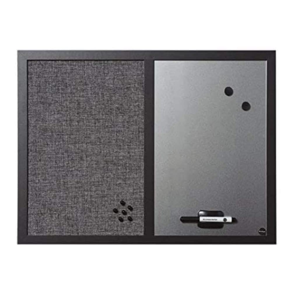 Bi-Silque MX04434168 Black Shadow Combo Board, MDF Frame Textile Surface 22 mm Thick, Light Grey/Silver