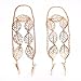 yueton 2pcs Fashion Ladies Hollow Out Leaves Gold Chain Alligator Clips Barrettes Bobby Pin Hair Clips Bride Headwear Edge Clip Clamps Headbands