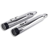 SHARKROAD Super Loud Version Chrome 4&rdquo; Slip On Mufflers Exhaust Pipe for Harley 2017-UP Touring Road King, Steet Glide Baggers