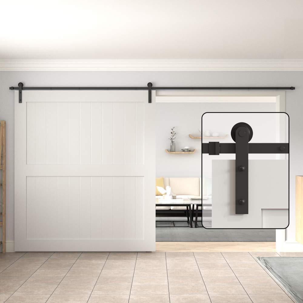 WINSOON 11FT Barn Door Hardware Kit: Single Sliding Door Hardware - Heavy Duty Black Barn Door Track Kit - Carbon Steel Sliding Barn Door Rail - J-Shape Easy to Install for 71" Closet Panel(No Door) Image WINSOON 11FT Barn Door Hardware Kit: Single Sliding Door Hardware - Heavy Duty Black Barn Door Track Kit - Carbon Steel Sliding Barn Door Rail - J-Shape Easy to Install for 71" Closet Panel(No Door) Image