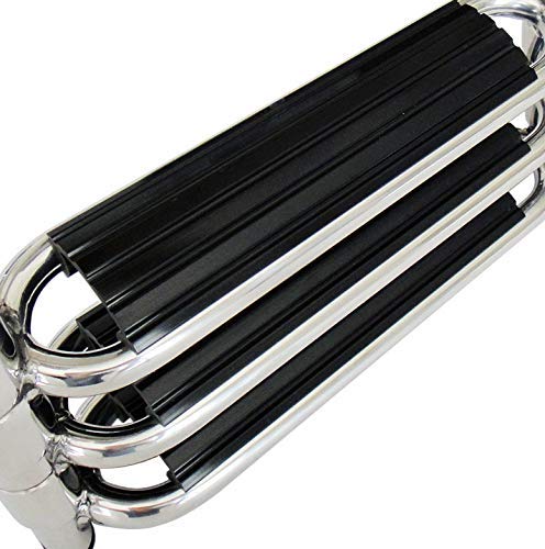 SeaLux Marine 5 Steps Drop Down Boarding Ladder with Extra Wide Curve up Steps 400 lbs. Capacity, Round Tubing Over Mount