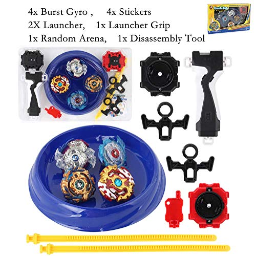 Battling Top Burst Battle Gyro Evolution Fusion Metal Master Rapidity Fight with 4D Launcher Grip Set Battling Top (Yellow)