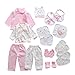 18pcs Unisex Newborn Baby Boy Girl Clothes Sets, 0-6 Months Infant Outfits, Essentials Accessories (Pink)