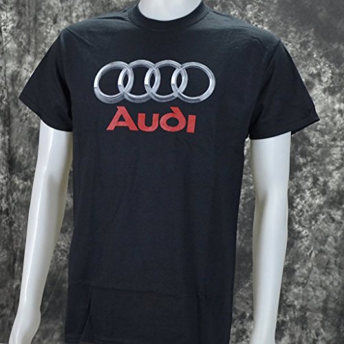 Audi Chrome Photographic Logo on a Black T Shirt XL