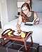 BirdRock Home Wooden Lap Desk Bed Tray | Breakfast Bed Tray with Wide Grip Handles | Folding Legs | Food Drink Snack Serving Bed Tray Table | Antique Walnut (Dark Brown) Finish