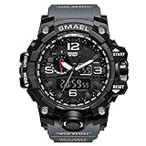 Mens Military Waterproof Digital Watch Analog Display Sports Watches Multifunctional Wrist Watches for Men (Dark grey)