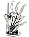 HULLR Premium Stainless Steel Kitchen Knife Set With Rotating Acrylic Stand - 8 Piece set