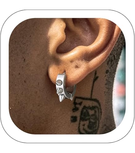 Amazon.com: Spike Punk White Gold Rhodium Solid 925 Sterling