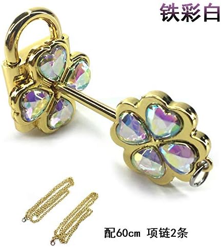 gold color red iron small ya dream shugo chara couple necklace pendant chain crystal lock plastic packaging (iron color white