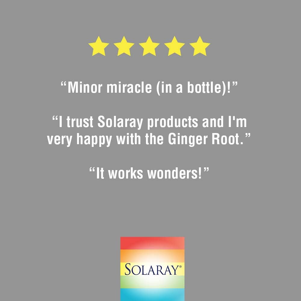 Solaray Organically Grown Ginger Root 540mg | Healthy Cardiovascular, Digestive, Joint & Menstrual Cycle Support | Vegan & Non-GMO | 100 VegCaps: Health & Personal Care