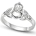 Nickel Free Sterling Silver Irish Claddagh Friendship and Love Band Celtic Ring w/ Trinity Symbols