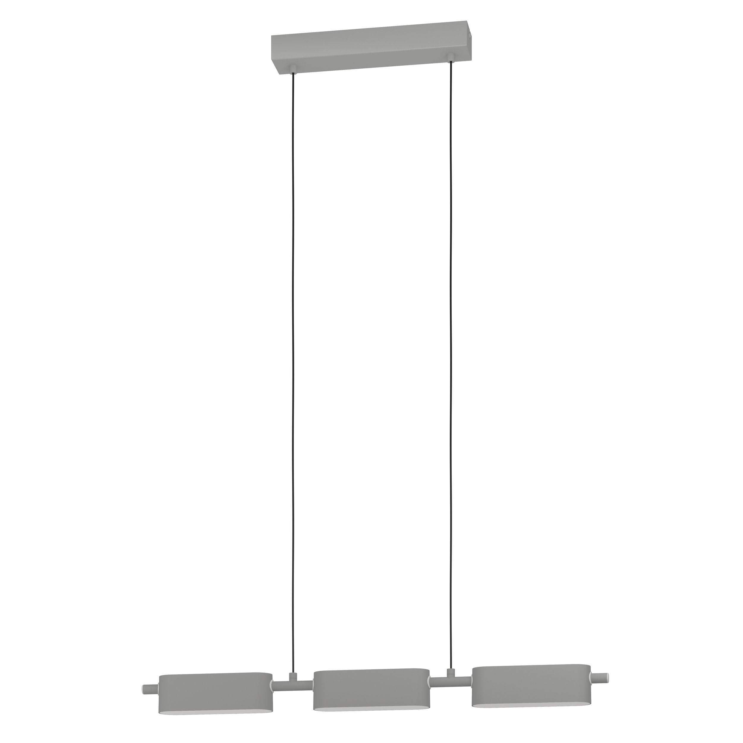 Eglo LED Pendant Lighting Rovira, dimmable Minimalist Ceiling Light Fitting Made of Metal and Plastic, Silver White Hanging lamp for Dining and Living Room, Warm White